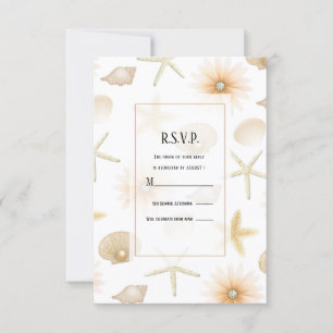 Invitation Coquillages Fleurs de Prune Plage Mariage Moderne 