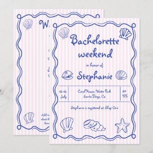 Invitation Coquilles de mer griffées à la main bachelorette r