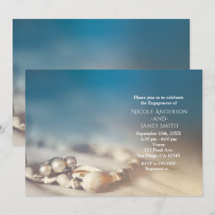 Invitation Coquilles de plage et bijoux en perles Fête de l'm
