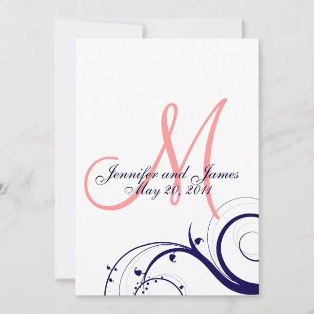 Invitation Corail de marine d'invitations de mariage de (Devant)