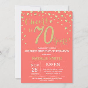 Invitation Corail et Gold Surprise 70e Anniversaire Diamant
