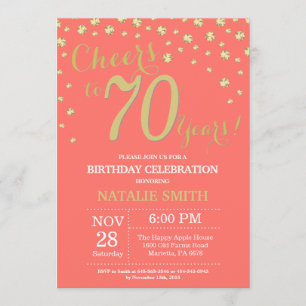 Invitation Corail et or 70e Anniversaire Diamant