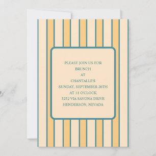 Invitation Corail et rayure verte rétro moderne