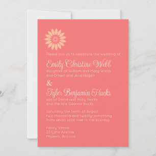 Invitation Corail & Fleur de Pêche Floral 4 Ensembles de Réce