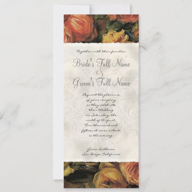 Invitation Corail impressionniste n Rose jaune - Mariage Invi (Devant)