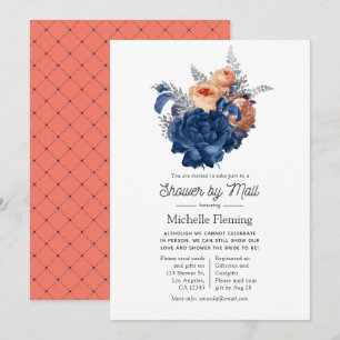 Invitation Corail, Marine et Silver Floral Showback par courr