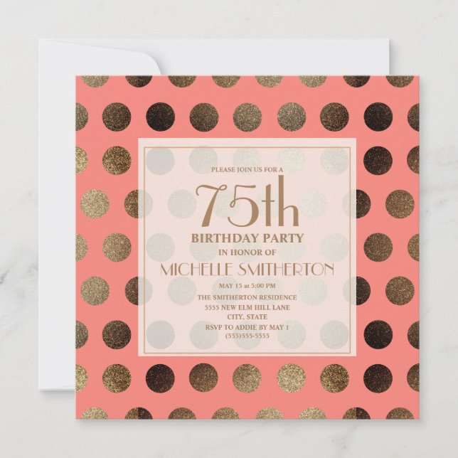 Invitation Corail Pois d'or 75e anniversaire (Devant)