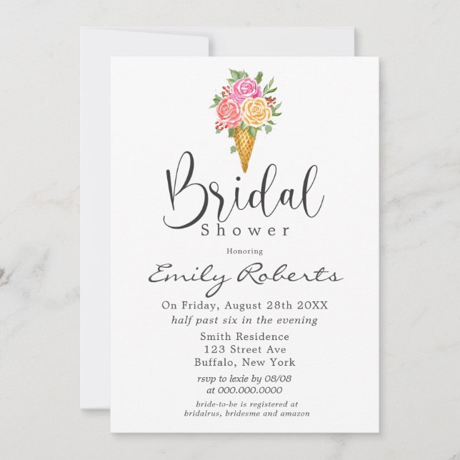 Invitation Corail Rose Yellow Ice Crème Cone Fête des mariées (Devant)