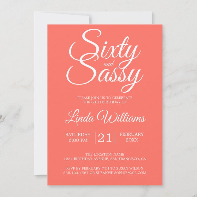Invitation Corail tropical 60 et Sassy 60ème anniversaire (Devant)
