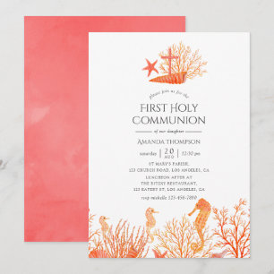 Invitation Corail Vivant sous la Mer Première Communion