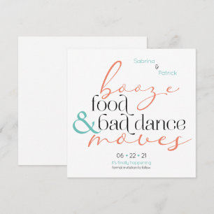 Invitation Coral Aqua Booze Nourriture Mauvaise Danse Déplace