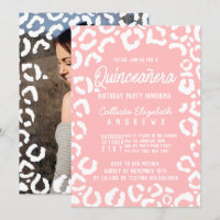 Coral blanc Cheetah Leopard Quinceañera Photo