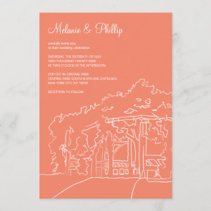 Invitation Coral Cop Cot Central Park Mariage