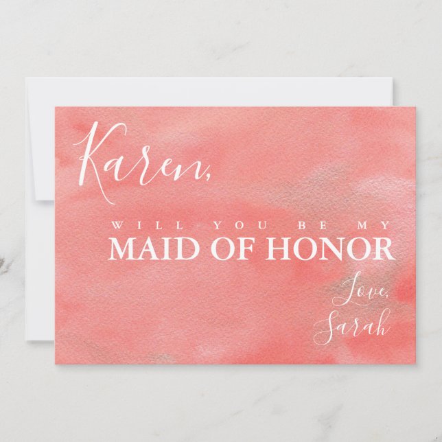 Invitation Coral Dreams Be My Maid of Honor Proposition Card (Devant)