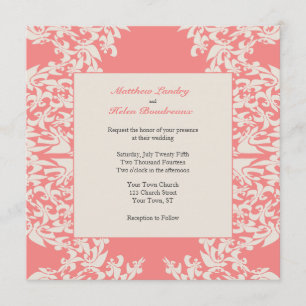 Invitation Coral Fleur de Lis Mariage moderne
