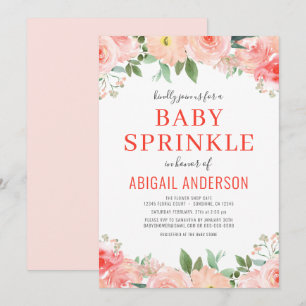 Invitation  Coral Floral Bébé Paruline Aquarelle 