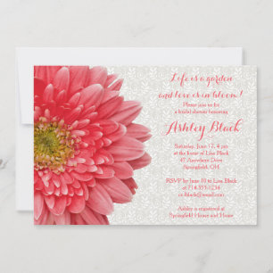 Invitation Coral Gerber Daisy Daisy Lace Envoi de douche nupt