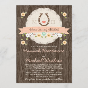 Invitation Coral Horseshoe Coeur Western Mariage