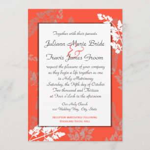 Invitation Coral Lace Rustique Mariage