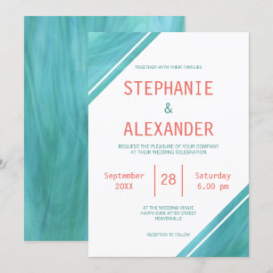 Invitation Coral moderne Mariage Turquoise