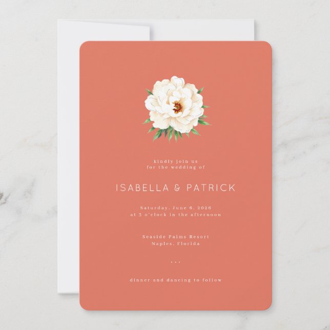Invitation Coral Moderne Wedding (Devant)