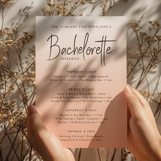 Invitation Coral Ombre | Bachelorette Heekend Itiniary (Créateur téléchargé)