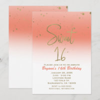 Coral & Or Glam moderne SWEET 16 Anniversaire