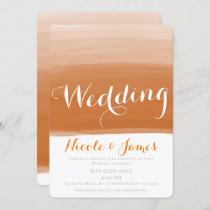 Invitation Coral Orange Melon Aquarelle moderne Mariage de gl
