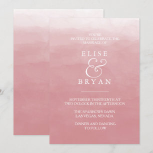 Invitation Coral Peach Rose Aquarelle Blanc Simple Mariage