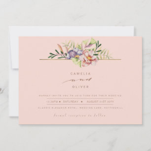 Invitation Coral Peach Summer Floral Wedding Inviter QR