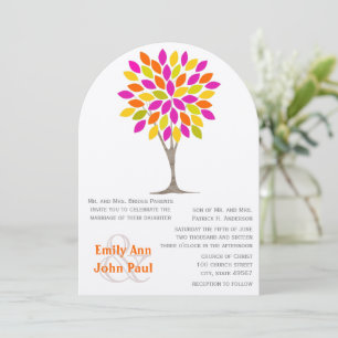 Invitation Coral Pink Lemon Vert Fleur moderne Mariage