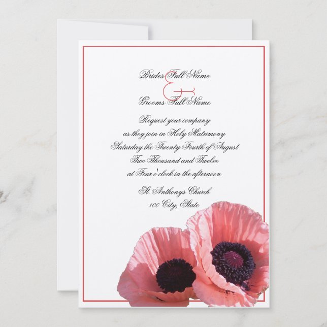 Invitation Coral Poppies (Devant)
