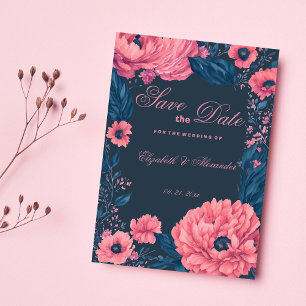 Invitation Coral rose marine bleu aquarelle plancher Enregist