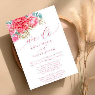 Invitation Coral rose or Floral Intimate Courthouse Mariage