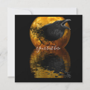 Invitation Corbeau et Lune dorée