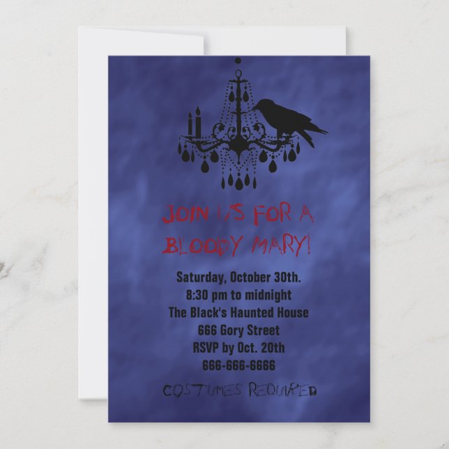 Invitation Corbeau et lustre en violet Haze Halloween Invitat (Devant)