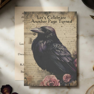 Invitation Corbeau gothique de script d'ébène lunatique