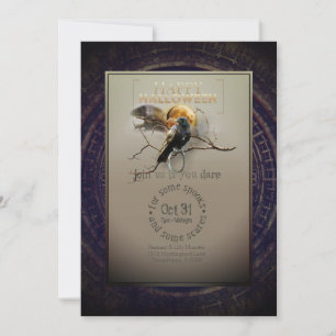 Invitation Corbeau gothique éffrayant En Pleine lune Hallowee
