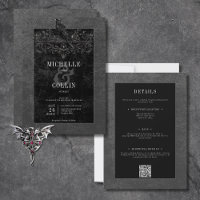 Corbeau noir gothique et Roses noirs à deux côtés