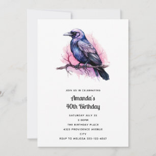 Invitation Corbeau noir sur une branche Illustration Annivers