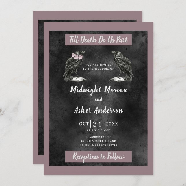 Invitation Corbeaux Oiseaux Jusqu'à Ce Que La Mort Nous Sépar (Devant / Derrière)