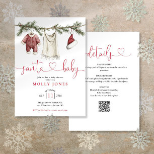 Invitation Corde à linge bébé au style de Père Noël Baby Show