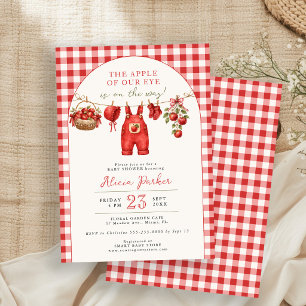 Invitation Corde à linge en vichy bébé shower Apple de nos ye