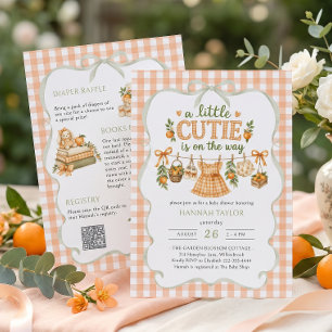 Invitation Corde à linge Little Cutie arrive Baby Shower