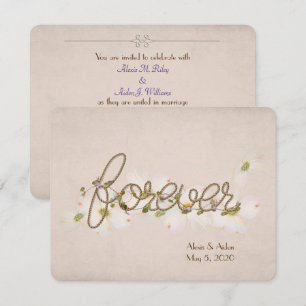 Invitation corde mariage pour toujours avec des fleurs