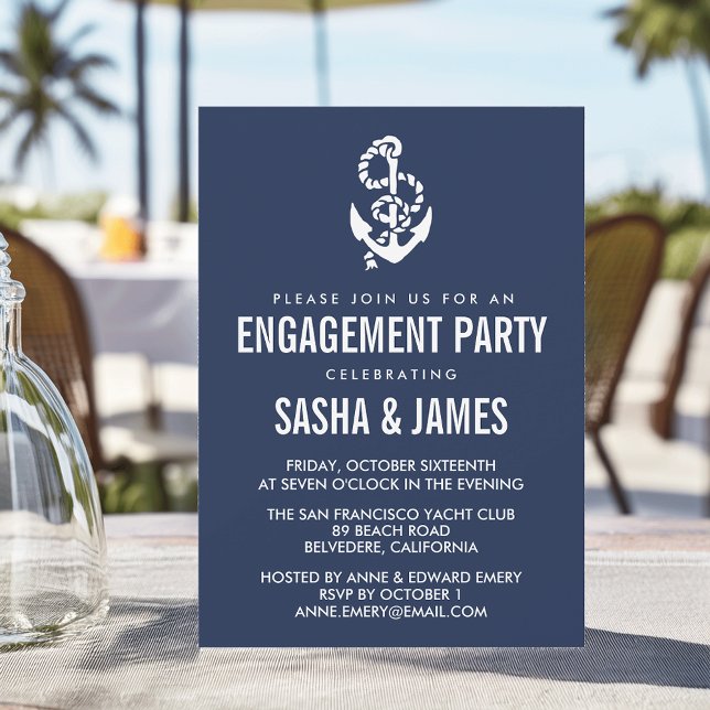 Invitation Corde nautique et Ancre Engagement Partie Invitati (Créateur téléchargé)