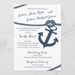 Invitation Corde nautique et Mariage Ancre