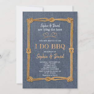 Invitation Corde rustique Nous Tying Knot I DO BBQ