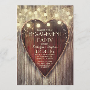 Invitation cordes de coeur sculptées lumières fiançailles en 