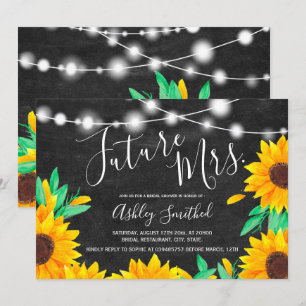 Invitation cordon noir lumières tournesol douche nuptiale